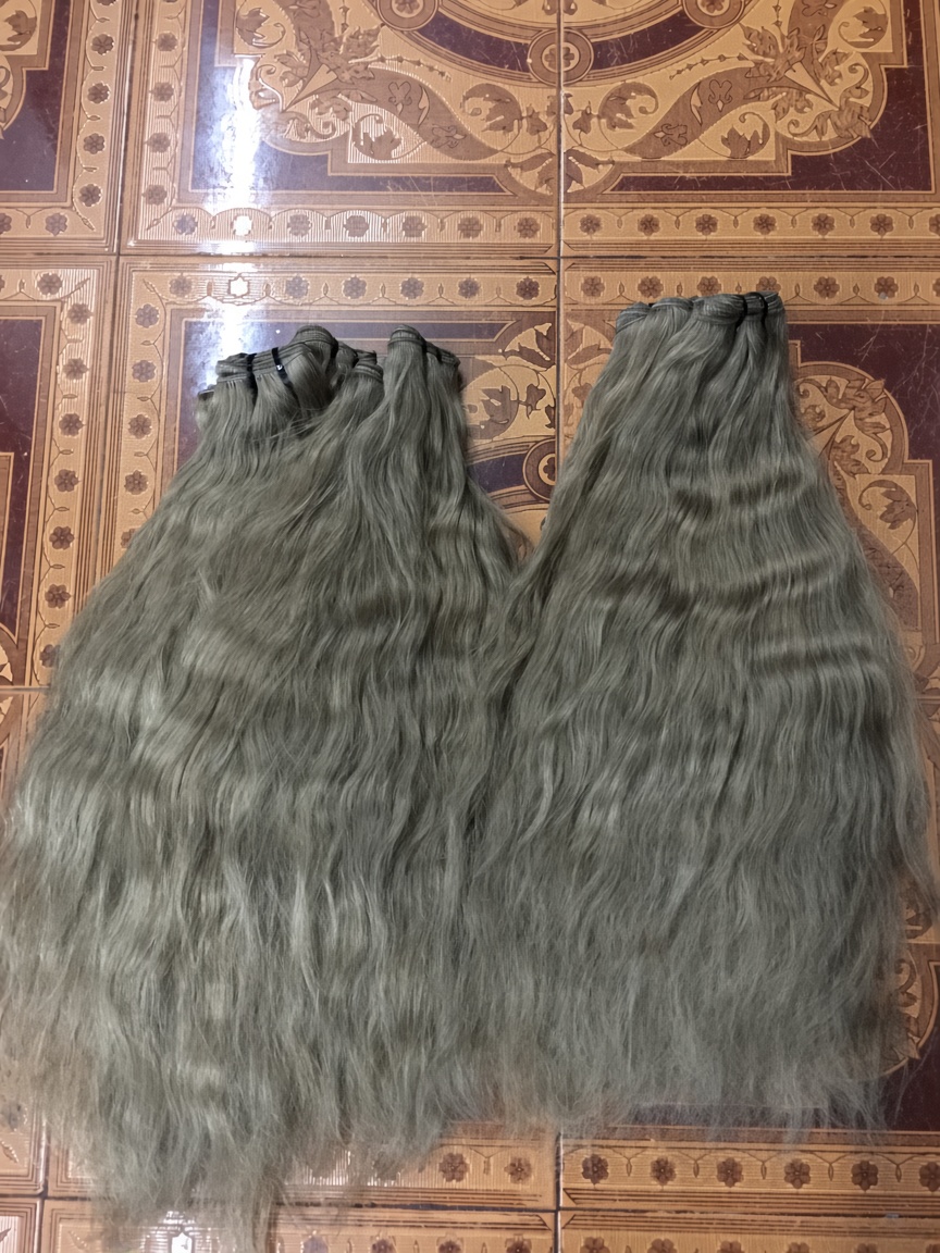 Long blonde hair, back view