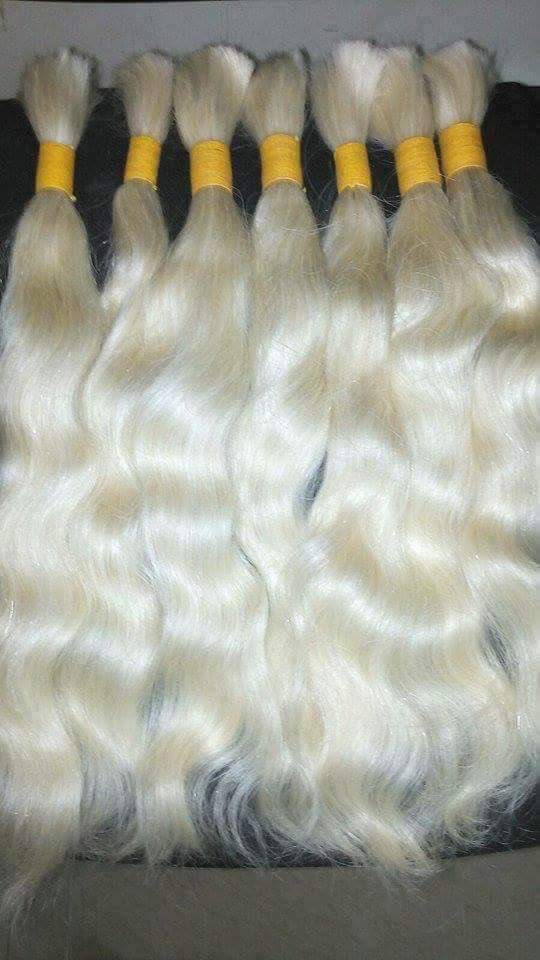 Blonde weft texture close-up