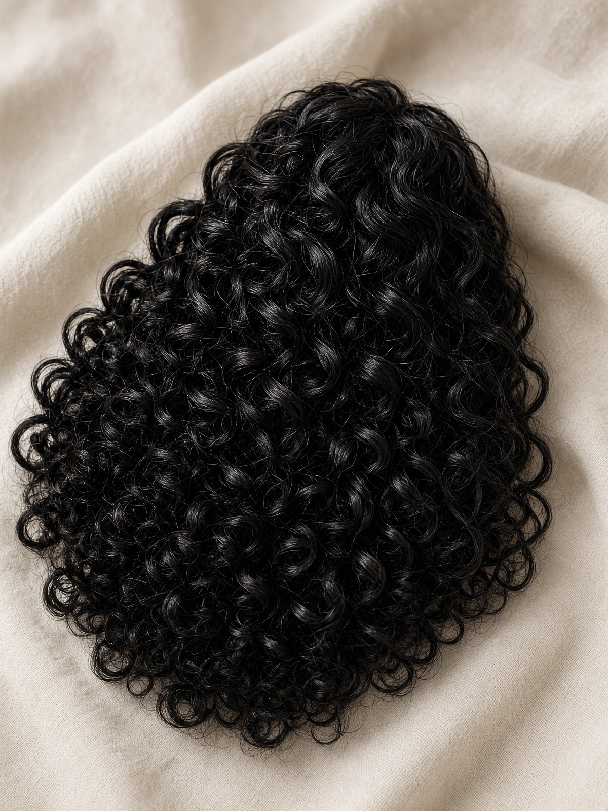 Sculptural natural curly human hair bundle