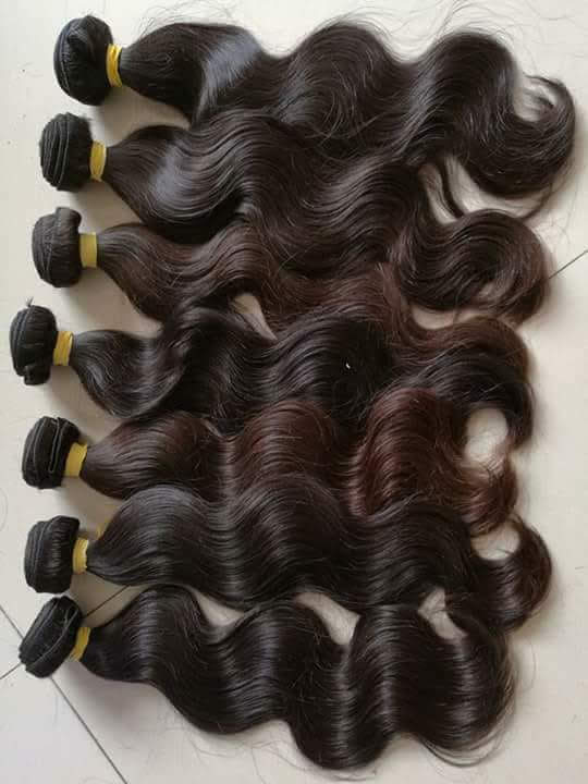 Close-up of a natural wavy hair weft